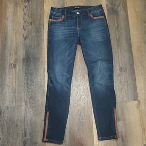 White House Black Market Skinny Skimmer Jeans Blue and Brown Modern Style